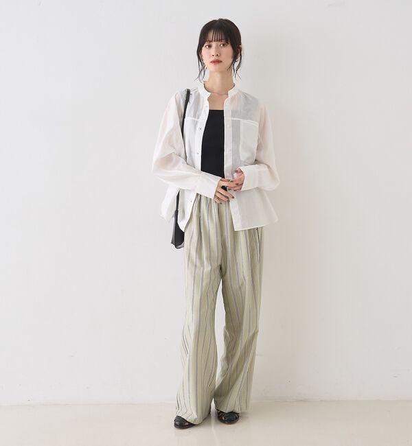 Rouge vif「シアースタンドネックシャツ/バンドカラーシャツ【予約】」|シャツ・ブラウス|