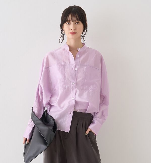 Rouge vif「シアースタンドネックシャツ/バンドカラーシャツ【予約】」|シャツ・ブラウス|