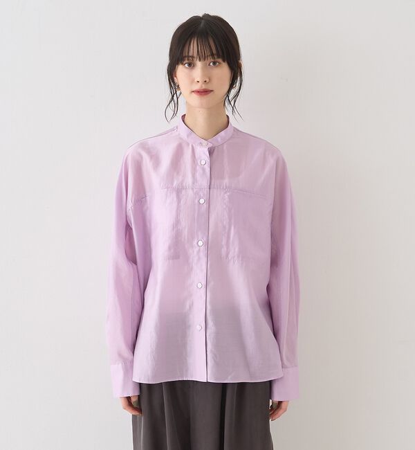 Rouge vif「シアースタンドネックシャツ/バンドカラーシャツ【予約】」|シャツ・ブラウス|