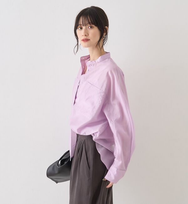 Rouge vif「シアースタンドネックシャツ/バンドカラーシャツ【予約】」|シャツ・ブラウス|