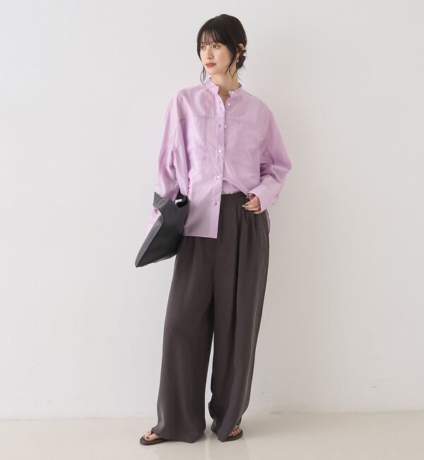 Rouge vif「シアースタンドネックシャツ/バンドカラーシャツ【予約】」|シャツ・ブラウス|