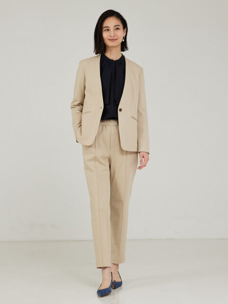 qualite「【セットアップ対応】トリコットストレッチジャケット」|ノーカラージャケット|