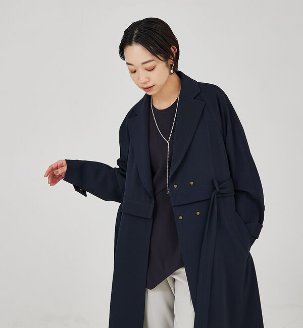 qualite「ドレープツイル2WAYコート」|トレンチコート|