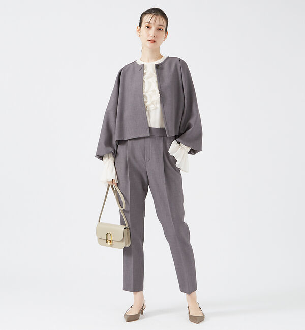 qualite「【ベストセラー】ダブルクロスセンタープレスパンツ」|その他|グレー