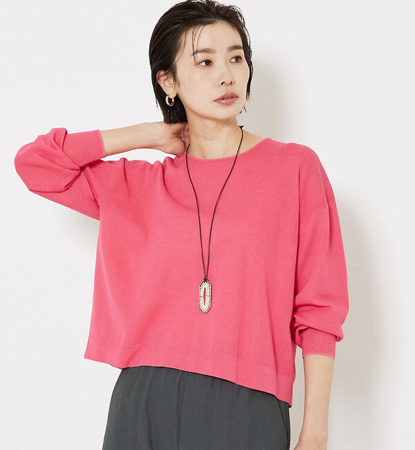 qualite「コットンナイロンハイゲージニット」|ニット・セーター|ピンク