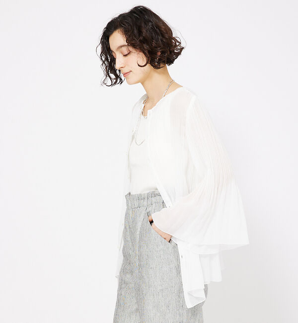qualite「ランダムプリーツフレアーブラウス」|シャツ・ブラウス|