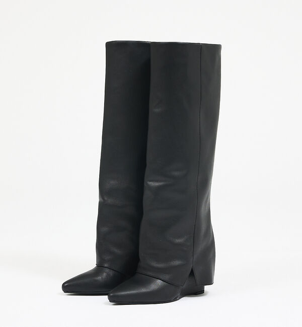 qualite「【REMME】カバーロングウェッジ/ロングブーツ」|ショートブーツ|