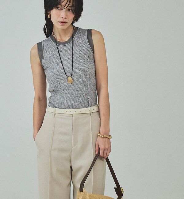 qualite「シアーミックスリブノースリーブ」|キャミソール|