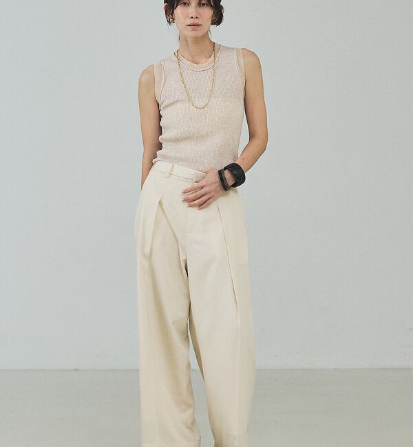 qualite「シアーミックスリブノースリーブ」|キャミソール|