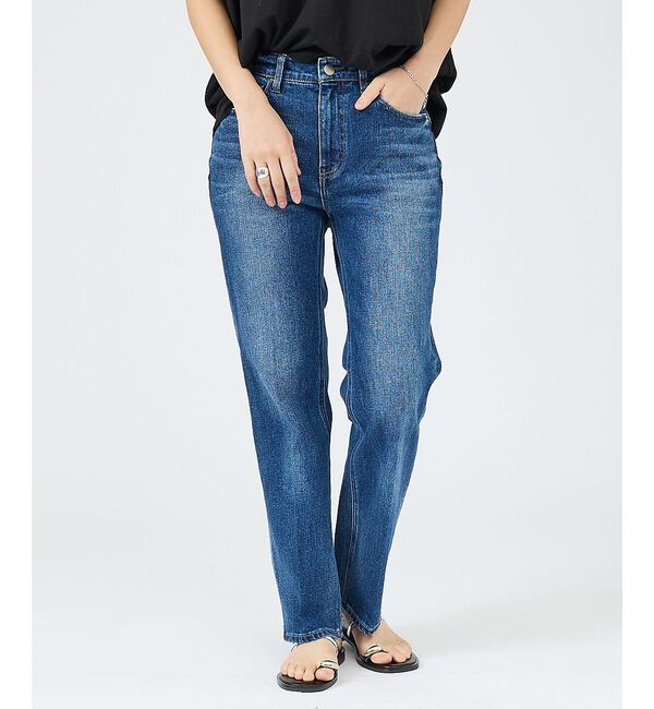 qualite「【Healthy DENIM】Celery Long ストレートデニム/ロングレ」|デニム|ネイビー