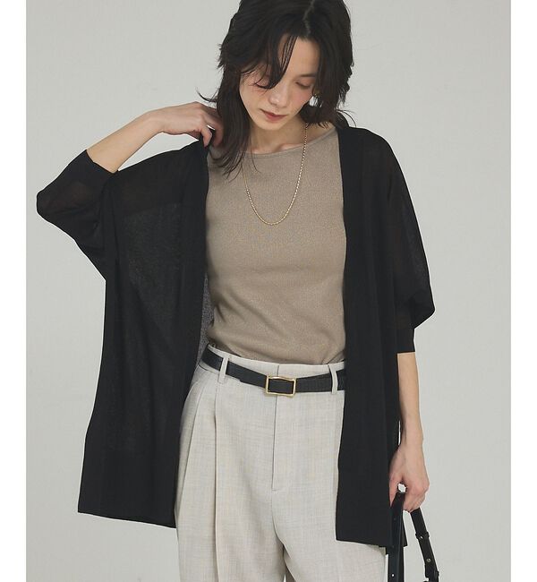 qualite「【接触冷感】シアーオーバーカーディガン」|カーディガン|ブラック