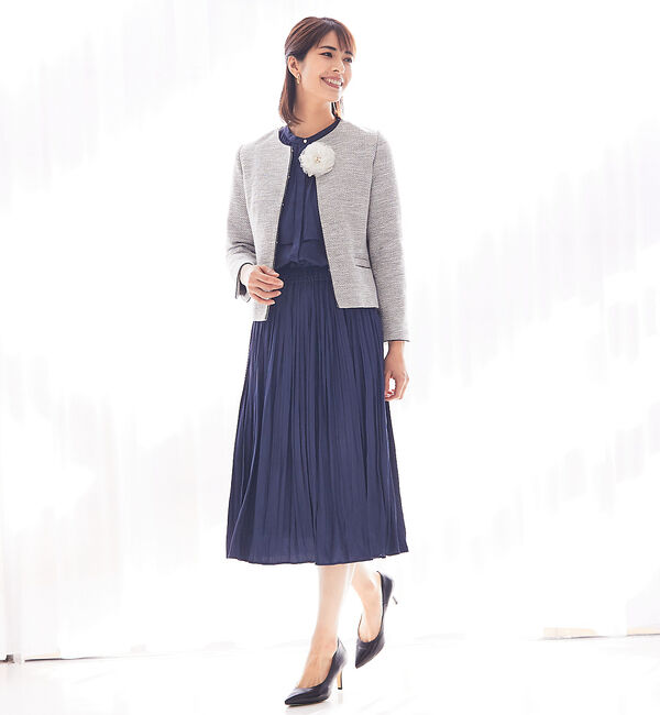 abahouse mavie「綾織ツイードジャケット」|ノーカラージャケット|