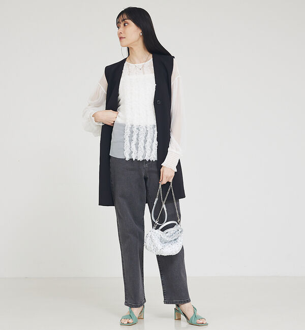 abahouse mavie「チュールブラウス(タンク付き)」|シャツ・ブラウス|