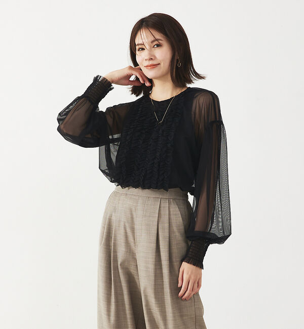abahouse mavie「チュールブラウス(タンク付き)」|シャツ・ブラウス|