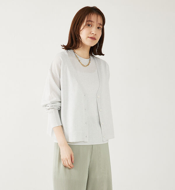 abahouse mavie「【アンサンブル対応】ウォッシャブルラメVネックカーディガン」|カーディガン|
