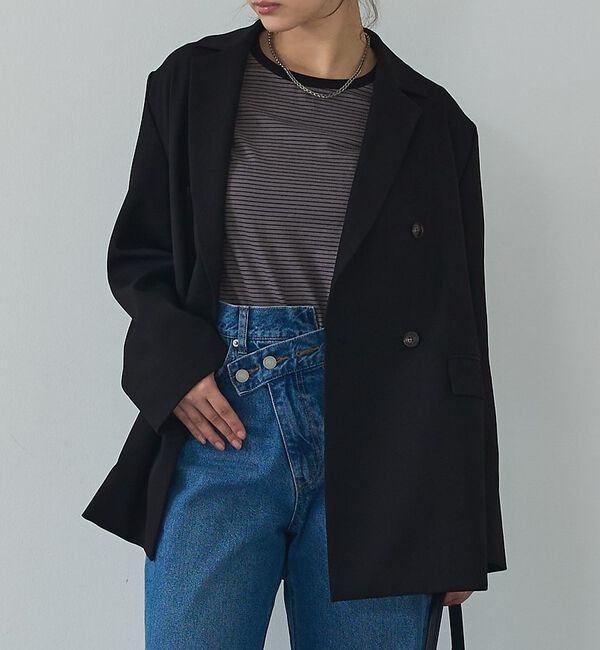abahouse mavie「【春映えシルエット】ダブルジャケット/フリーサイズ/春アウター/長袖/春服」|その他|ブラック