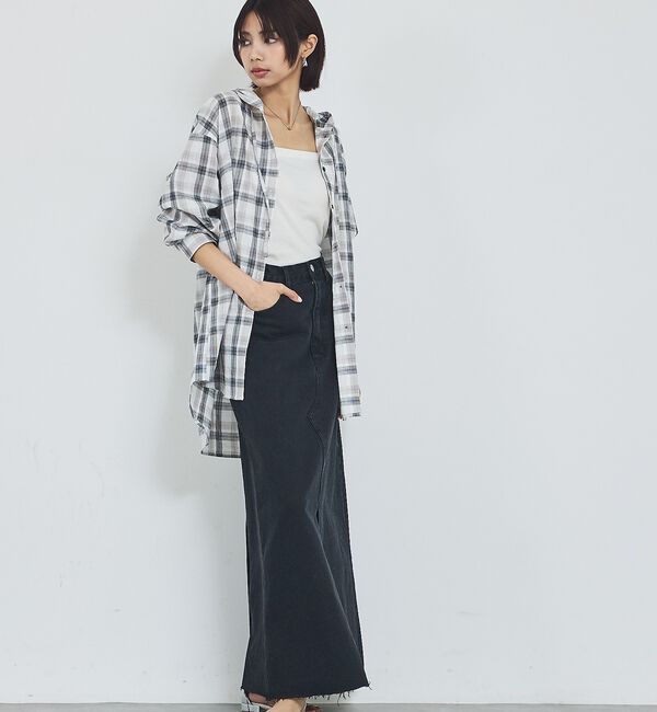 abahouse mavie「【前後スリット】Aラインデニムロングスカート/ハイウエスト/スタイルアップ/春服」|スカート|