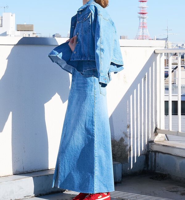 abahouse mavie「【前後スリット】Aラインデニムロングスカート/ハイウエスト/スタイルアップ/春服」|スカート|