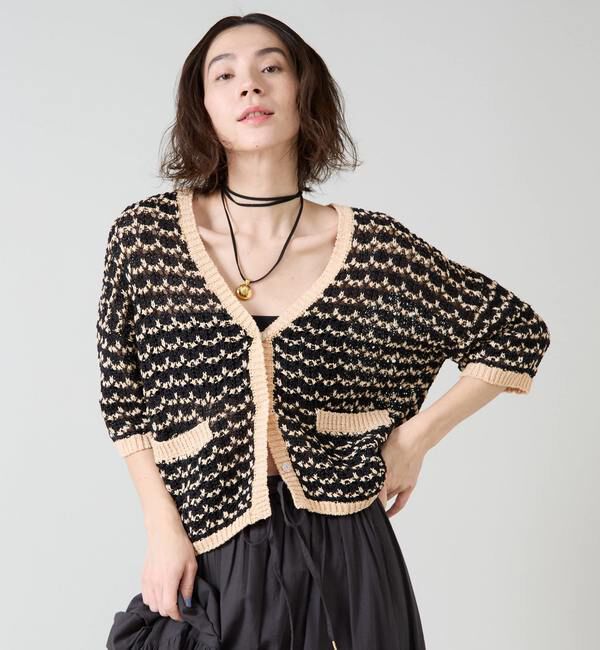 Liesse「メッシュニットジャケット」|カーディガン|ブラック