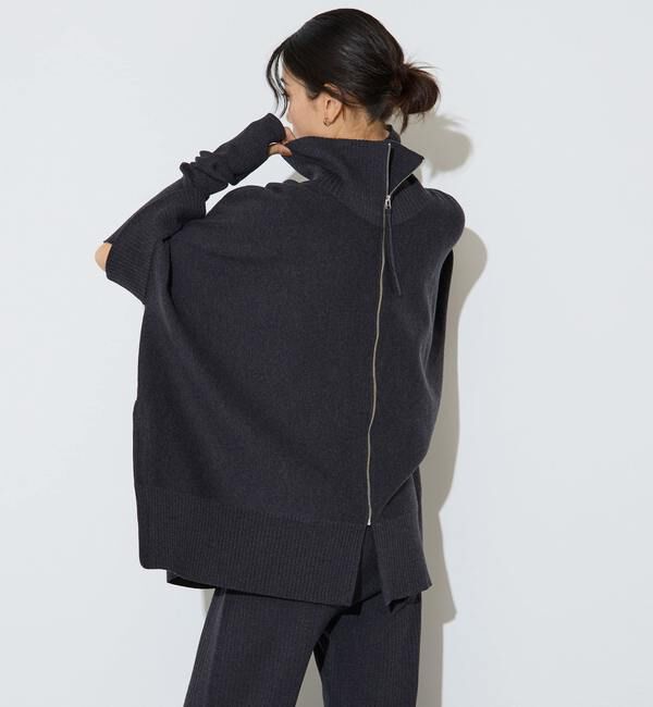 Liesse「【大草直子さんコラボ】2WAYケープジップニット」|カーディガン|