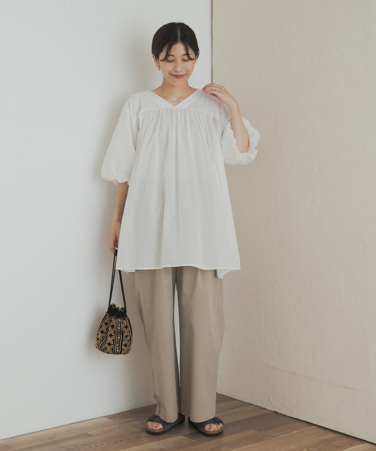 URBAN RESEARCH DOORS「コットンボイルVネックチュニック」|チュニック|