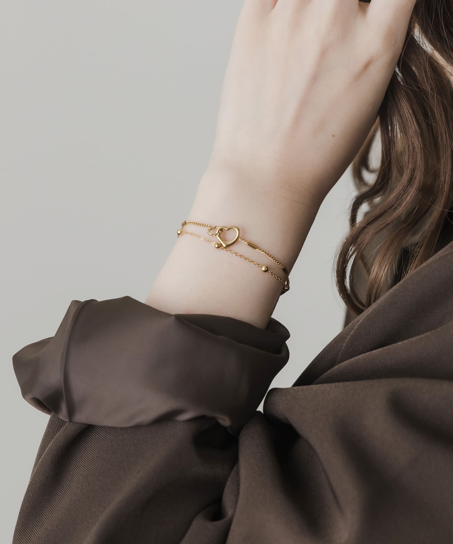 SMELLY「ステンレスハートダブルチェーンブレスレット」|ブレスレット・バングル|
