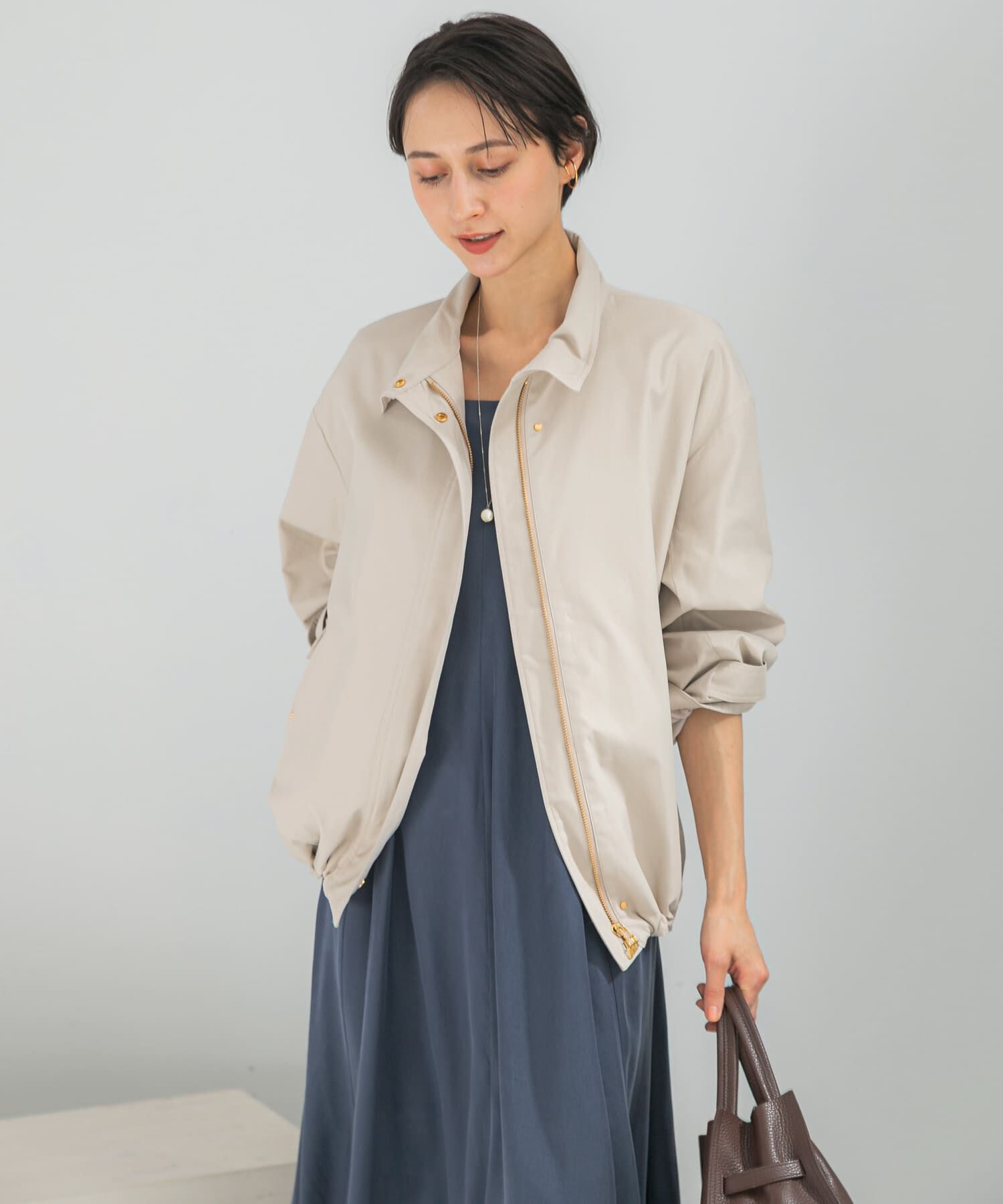 URBAN RESEARCH ROSSO「撥水スタンドカラーミドルコート」|ノーカラーコート|