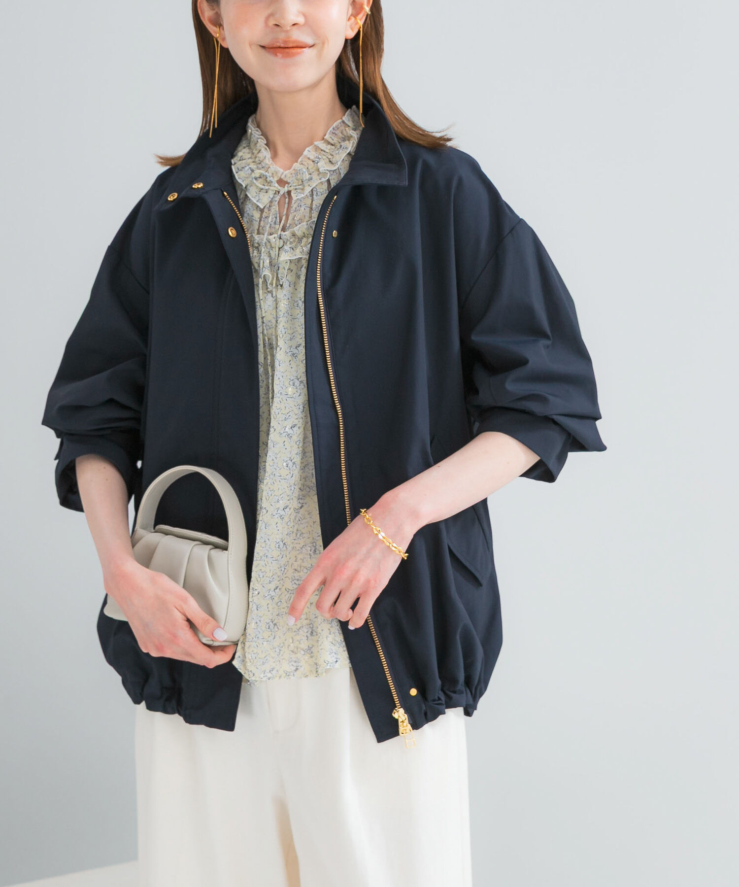 URBAN RESEARCH ROSSO「撥水スタンドカラーミドルコート」|ノーカラーコート|ネイビー