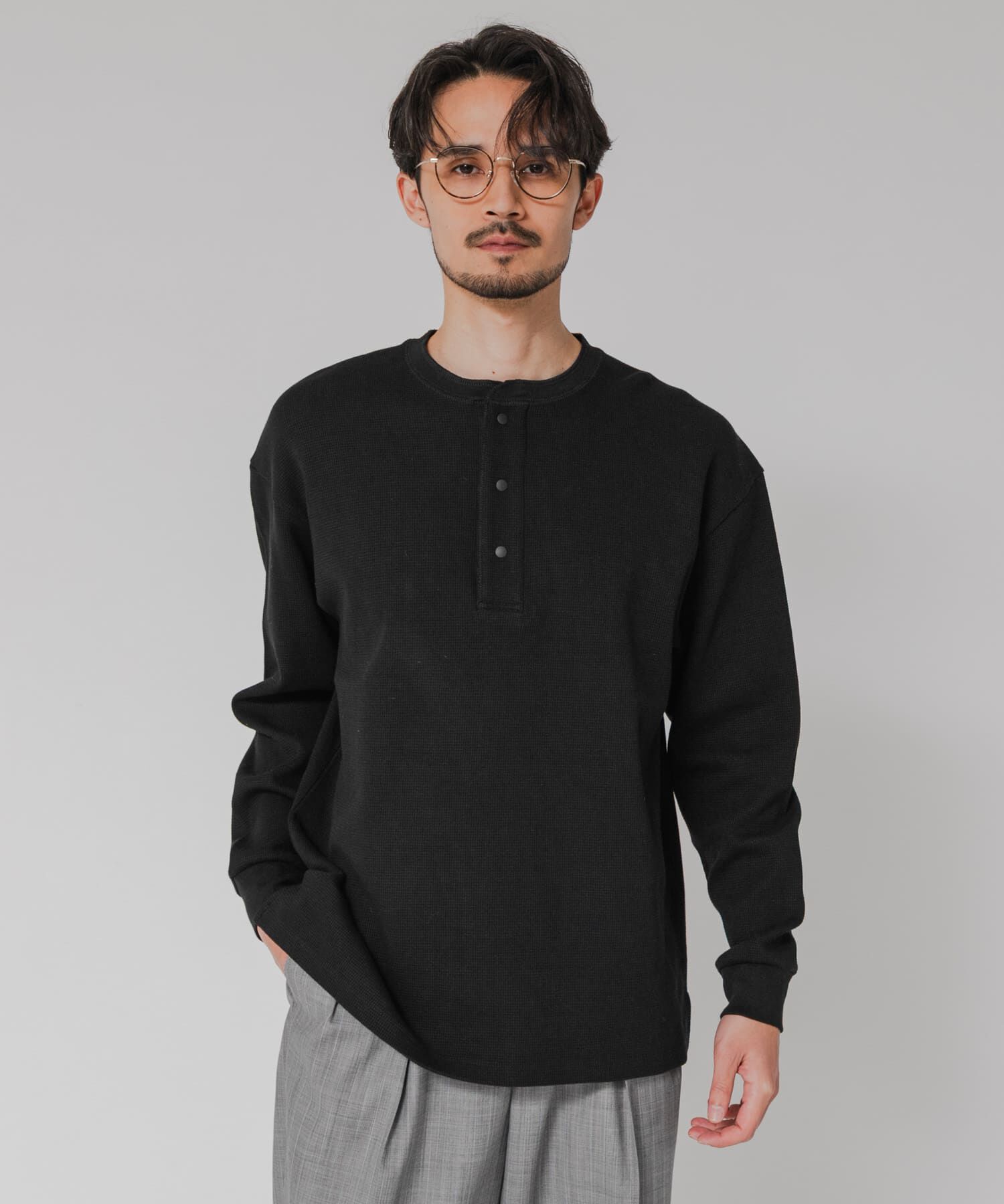 URBAN RESEARCH「『UR TECH』度詰めワッフルヘンリーロングスリーブ」|Tシャツ・カットソー|