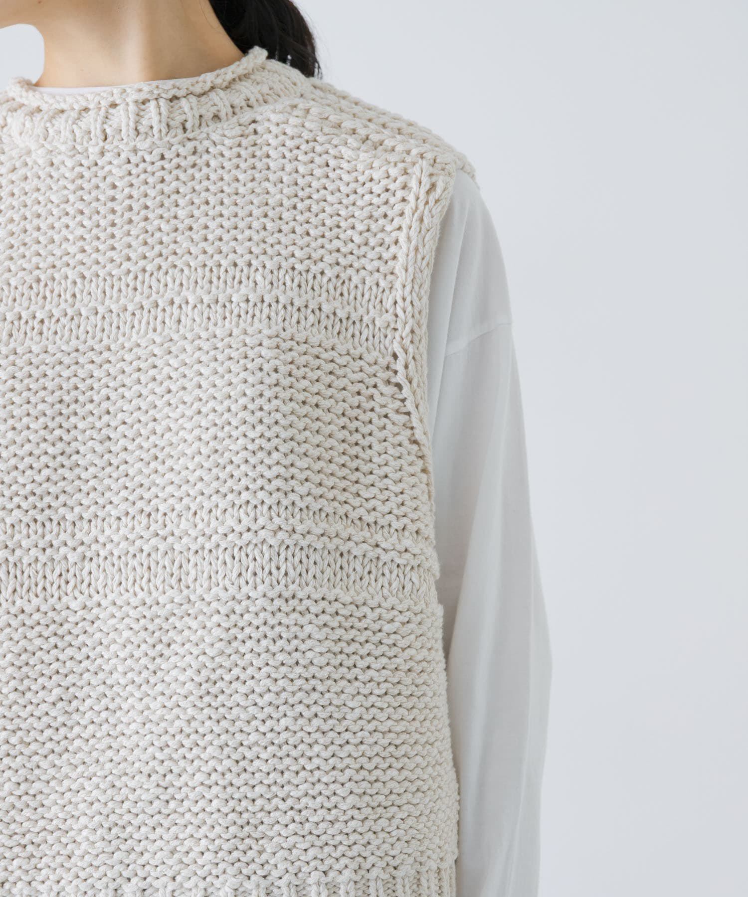 かぐれ「2WAY綿麻ニットベスト」|ベスト・ジレ|