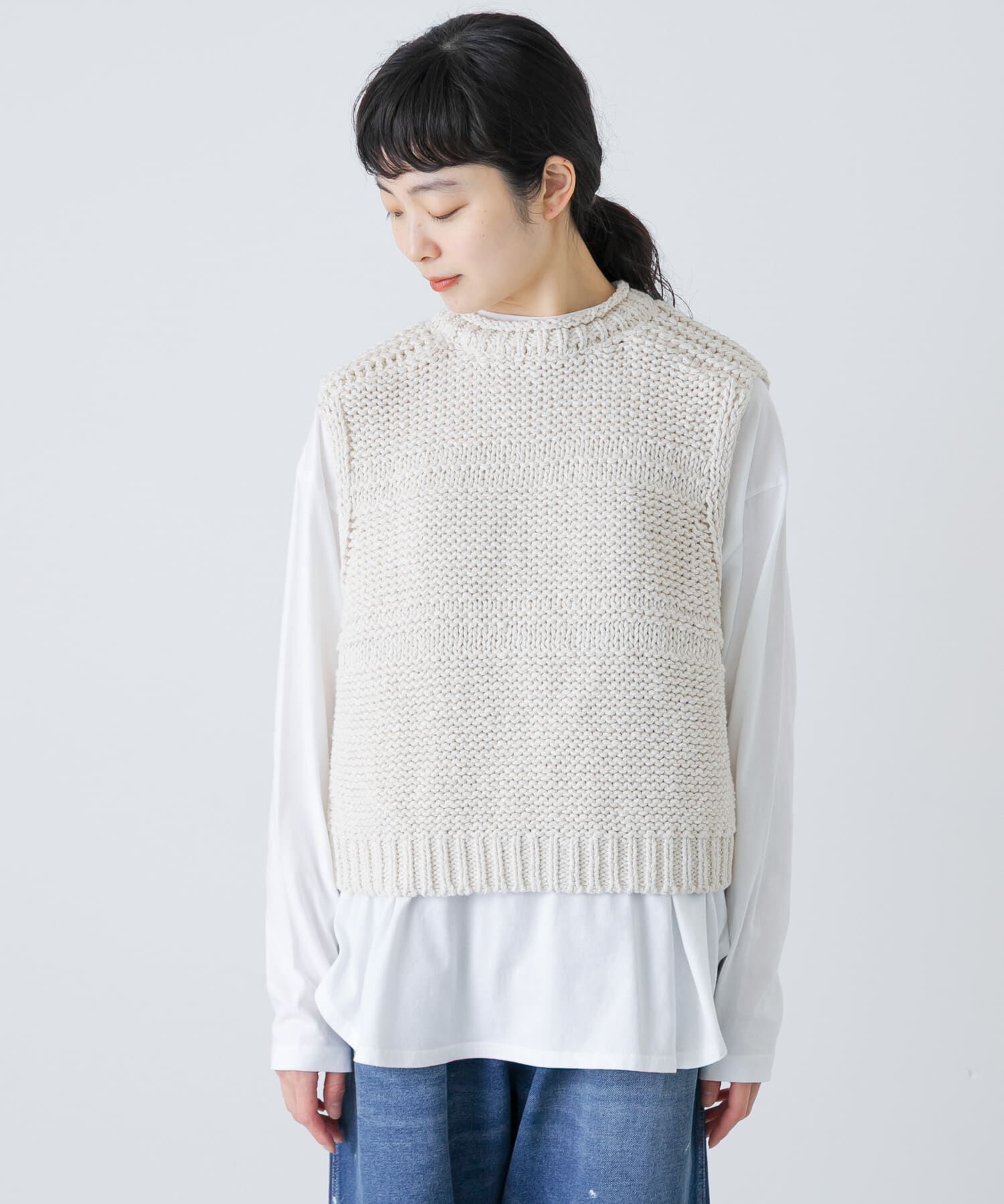 かぐれ「2WAY綿麻ニットベスト」|ベスト・ジレ|