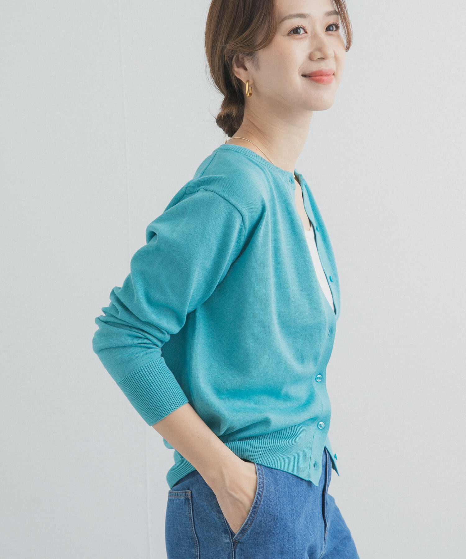 URBAN RESEARCH DOORS「オーガニックコットンクルーネックカーディガン」|カーディガン|