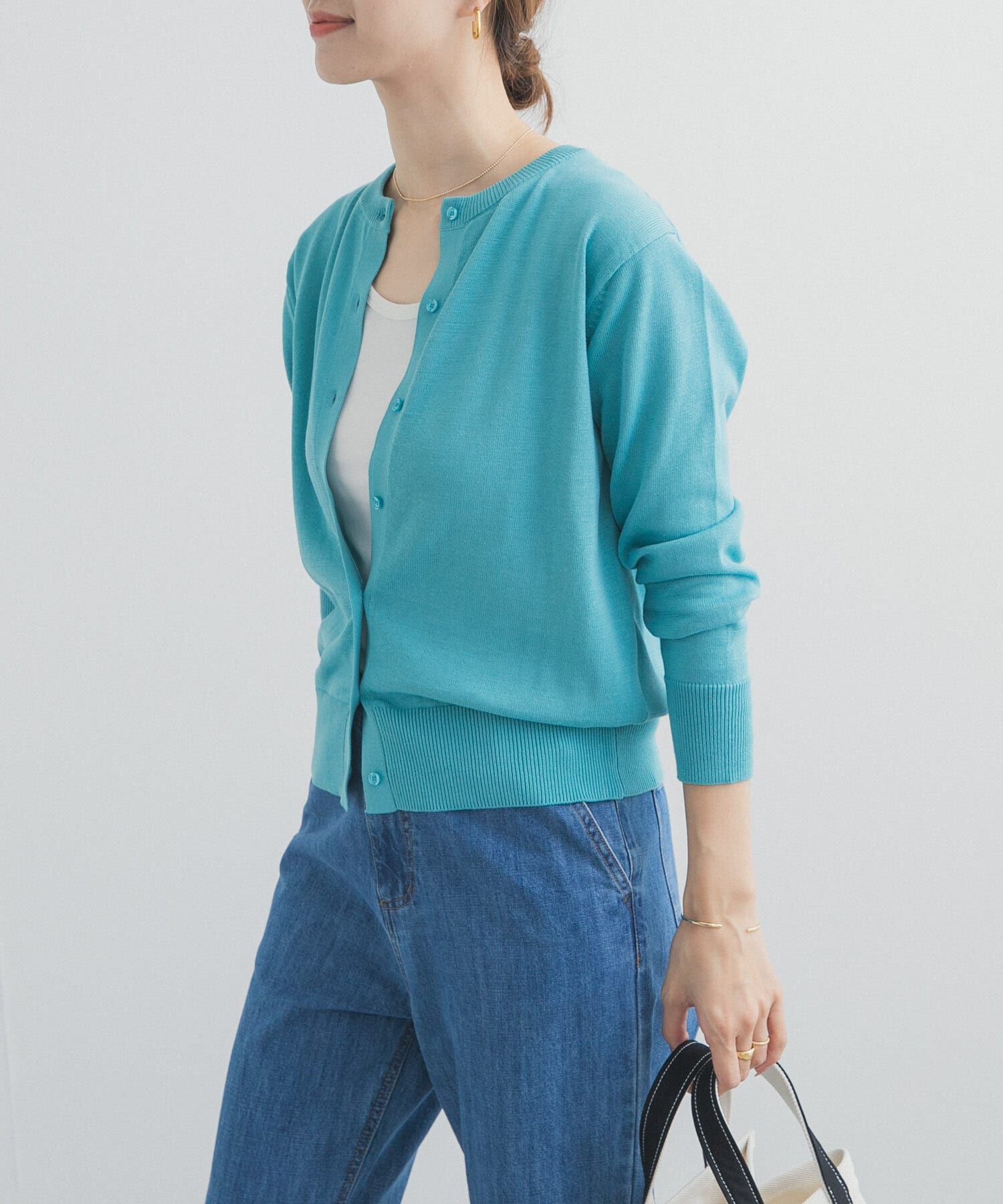 URBAN RESEARCH DOORS「オーガニックコットンクルーネックカーディガン」|カーディガン|