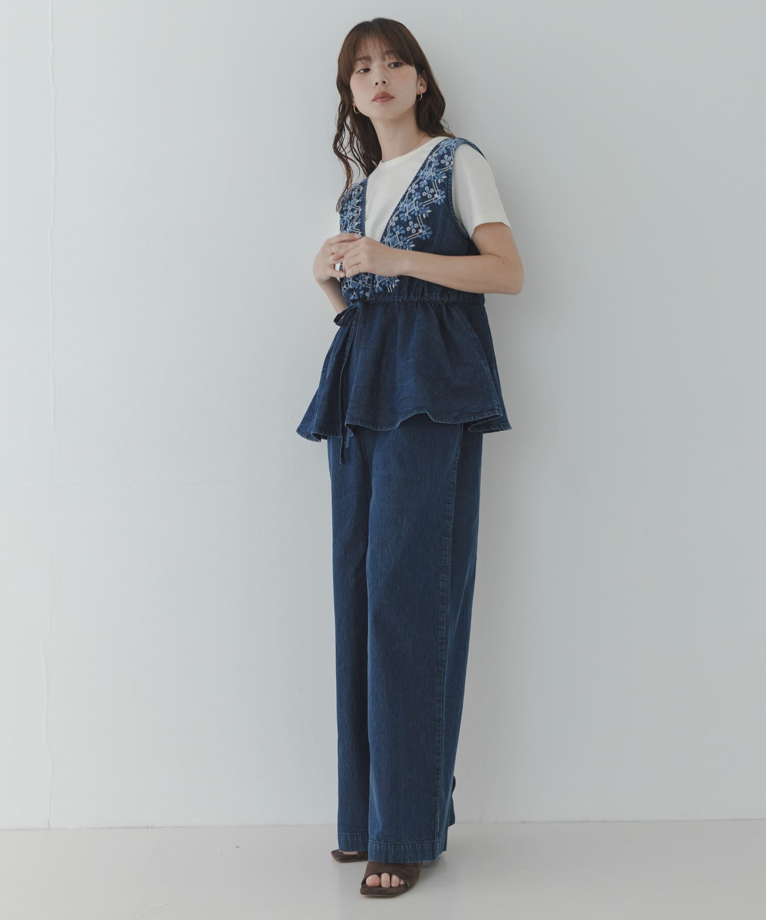 Sonny Label 「クロス刺繍ペプラムサロペット」|オールインワン|