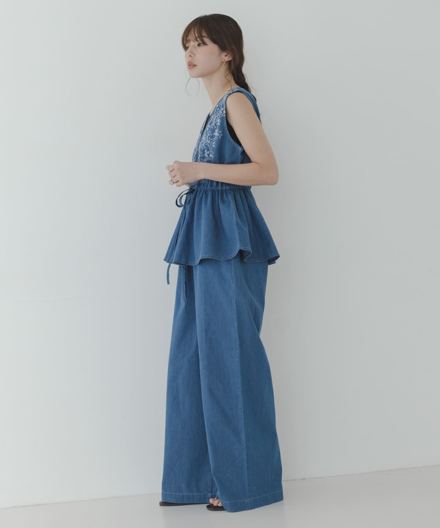 Sonny Label 「クロス刺繍ペプラムサロペット」|オールインワン|