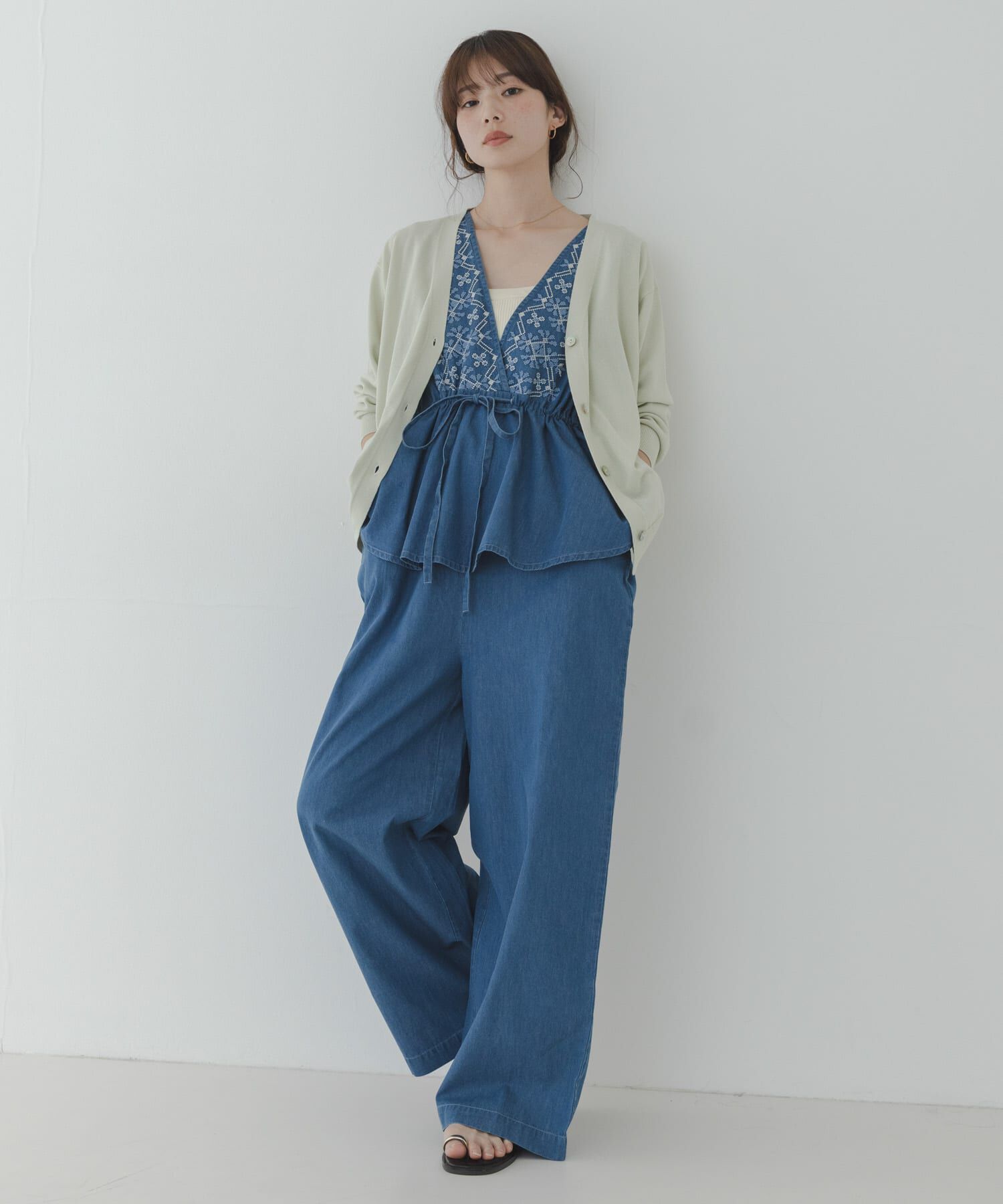 Sonny Label 「クロス刺繍ペプラムサロペット」|オールインワン|