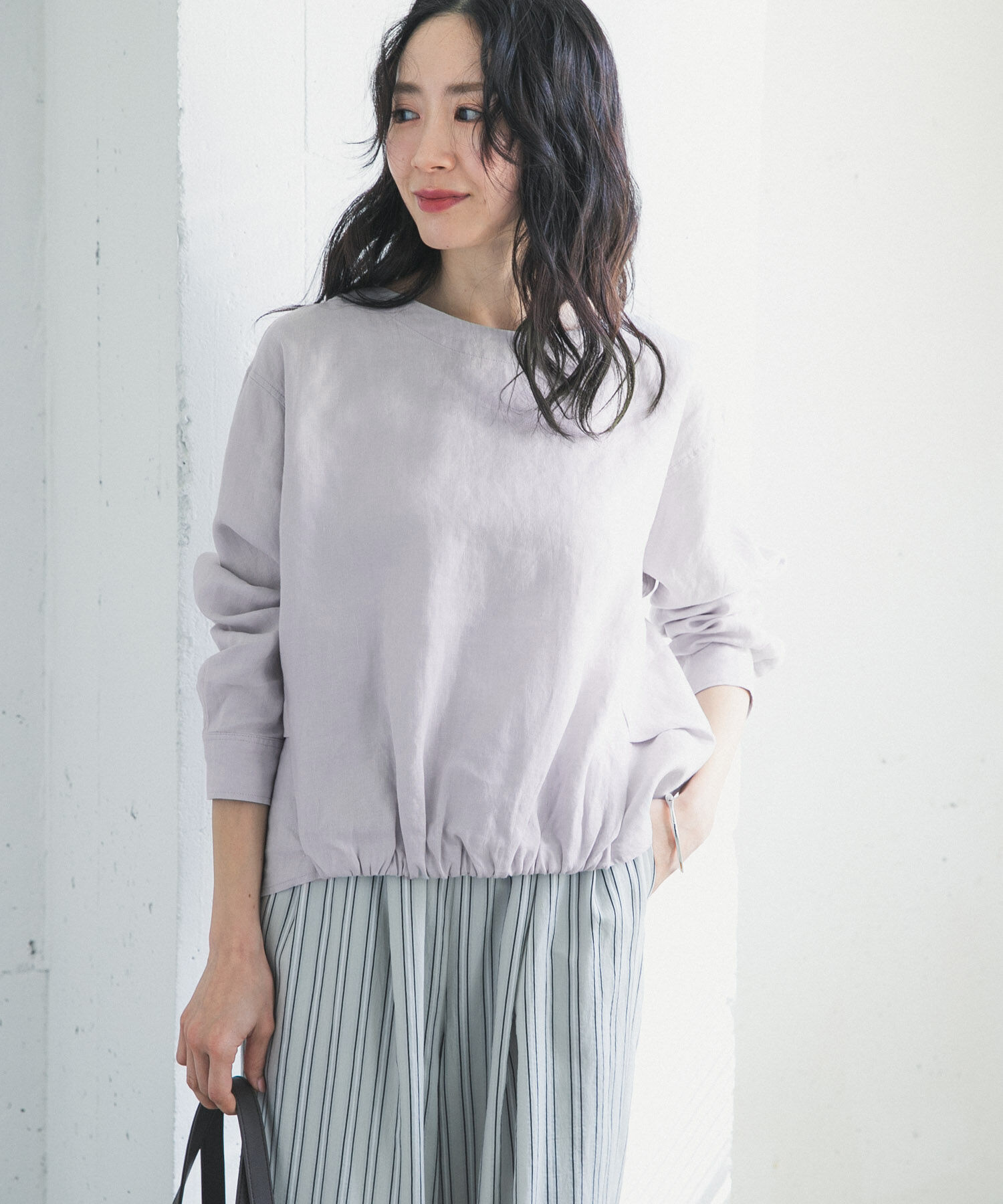 URBAN RESEARCH DOORS「リネンフロントギャザープルオーバー」|シャツ・ブラウス|