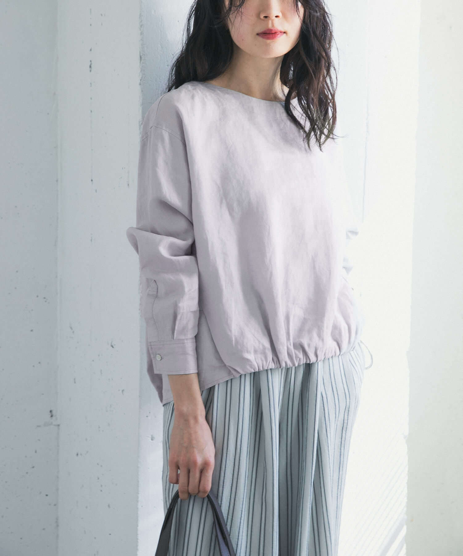 URBAN RESEARCH DOORS「リネンフロントギャザープルオーバー」|シャツ・ブラウス|