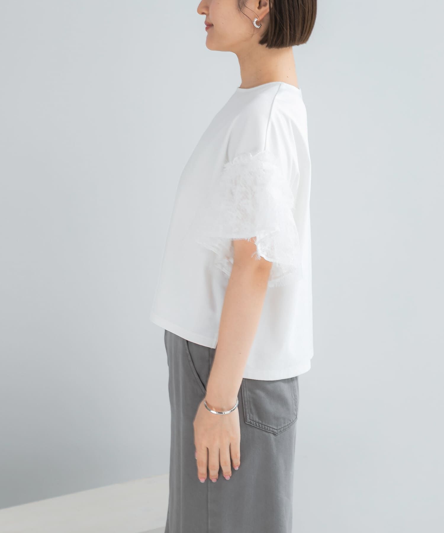 URBAN RESEARCH ROSSO「チュールドッキングTEEブラウス」|Tシャツ・カットソー|