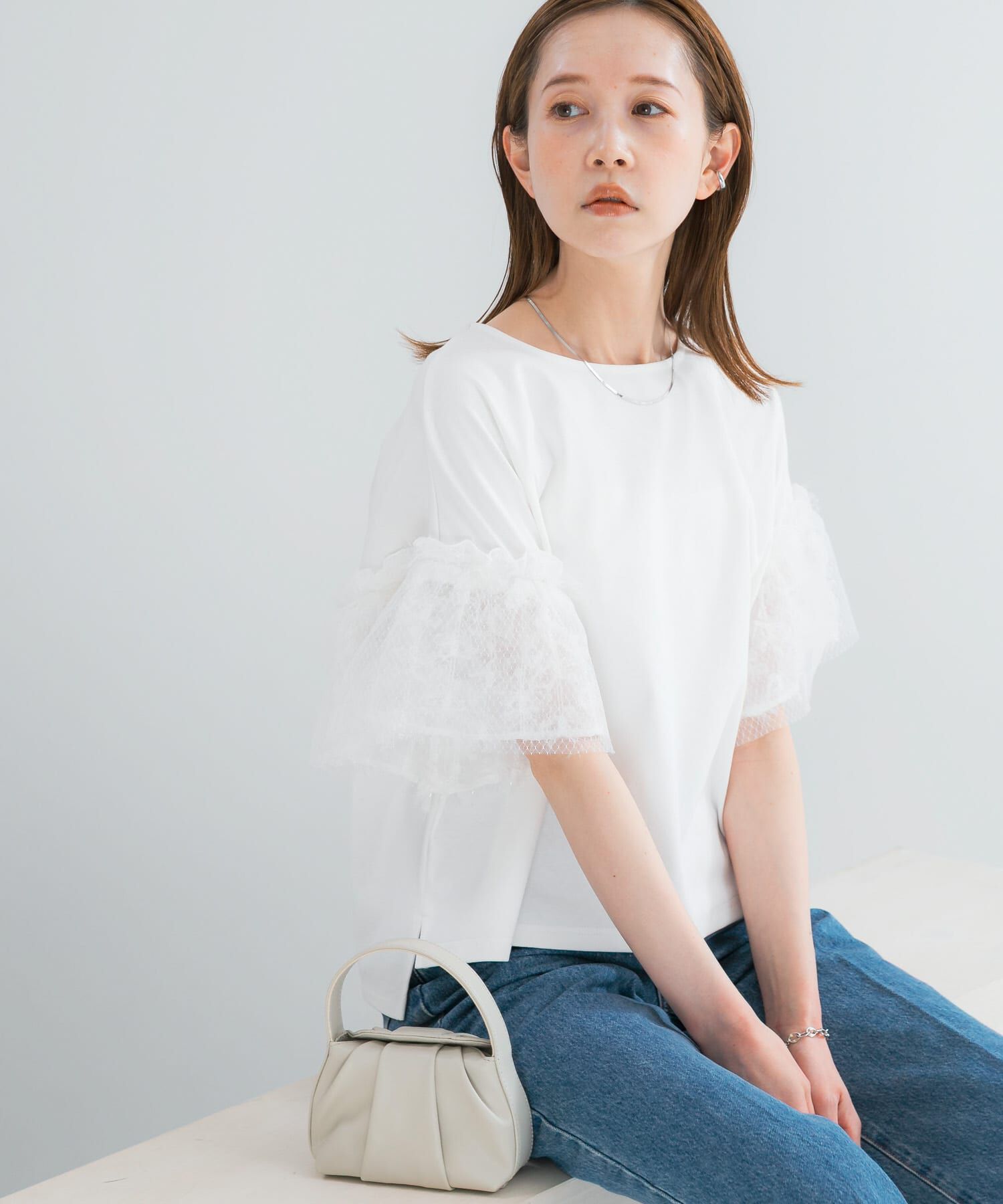 URBAN RESEARCH ROSSO「チュールドッキングTEEブラウス」|Tシャツ・カットソー|