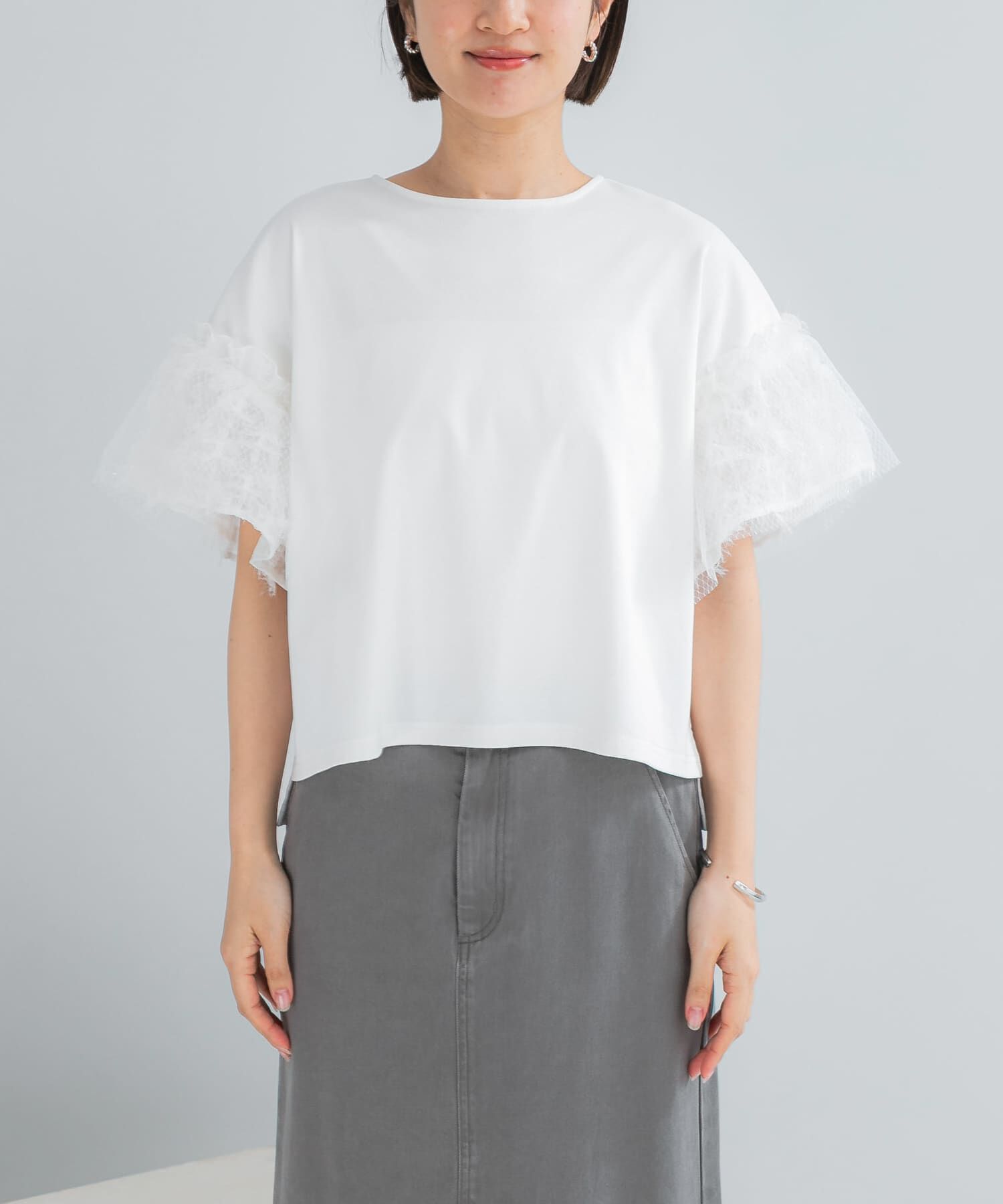 URBAN RESEARCH ROSSO「チュールドッキングTEEブラウス」|Tシャツ・カットソー|