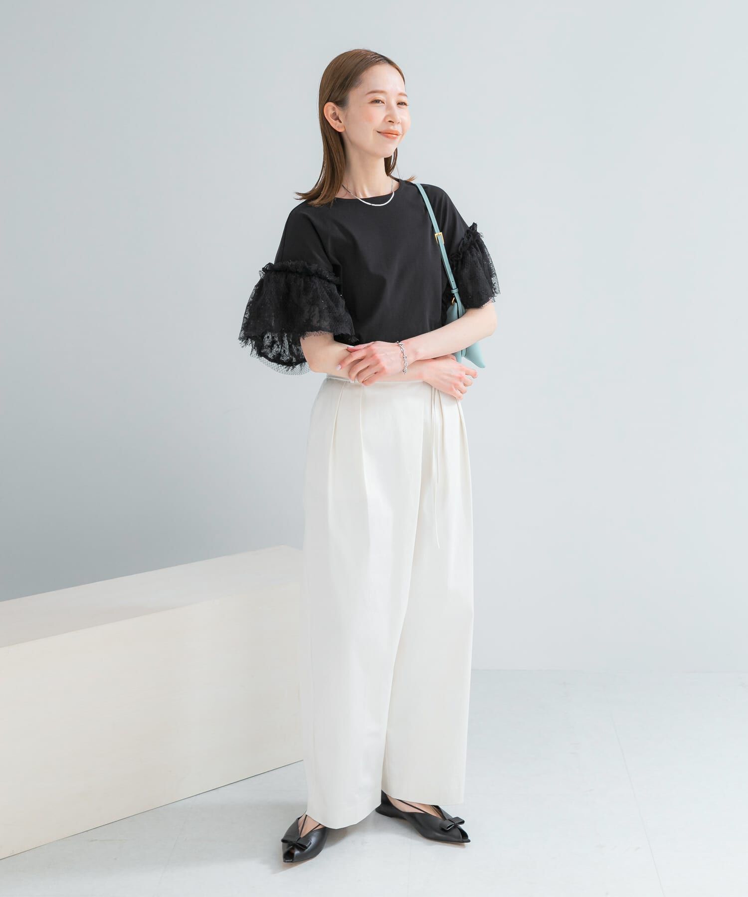 URBAN RESEARCH ROSSO「チュールドッキングTEEブラウス」|Tシャツ・カットソー|