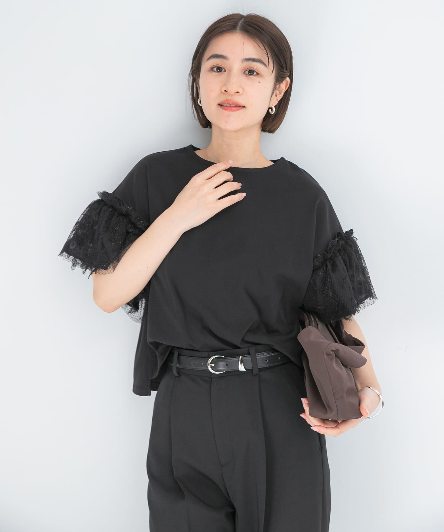 URBAN RESEARCH ROSSO「チュールドッキングTEEブラウス」|Tシャツ・カットソー|