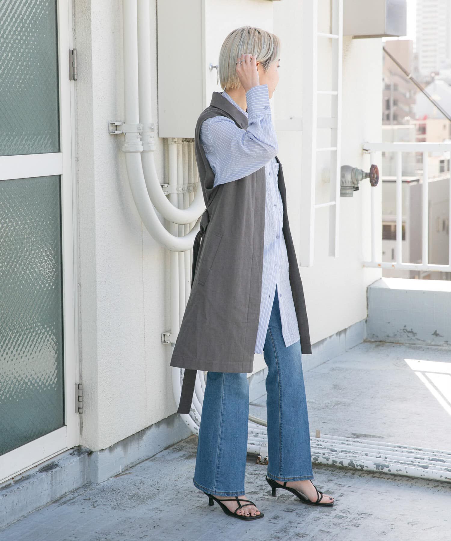  「3WAYミドルコート」|ノーカラーコート|