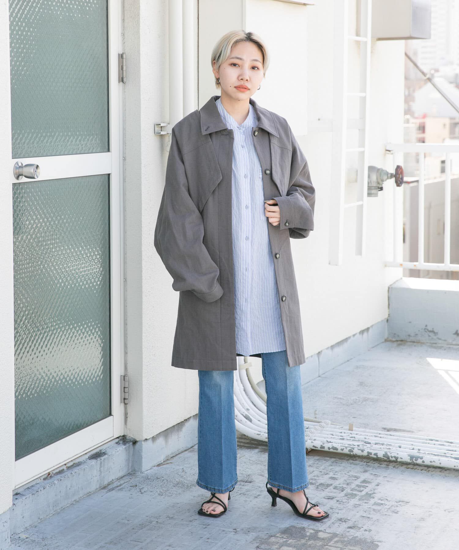  「3WAYミドルコート」|ノーカラーコート|