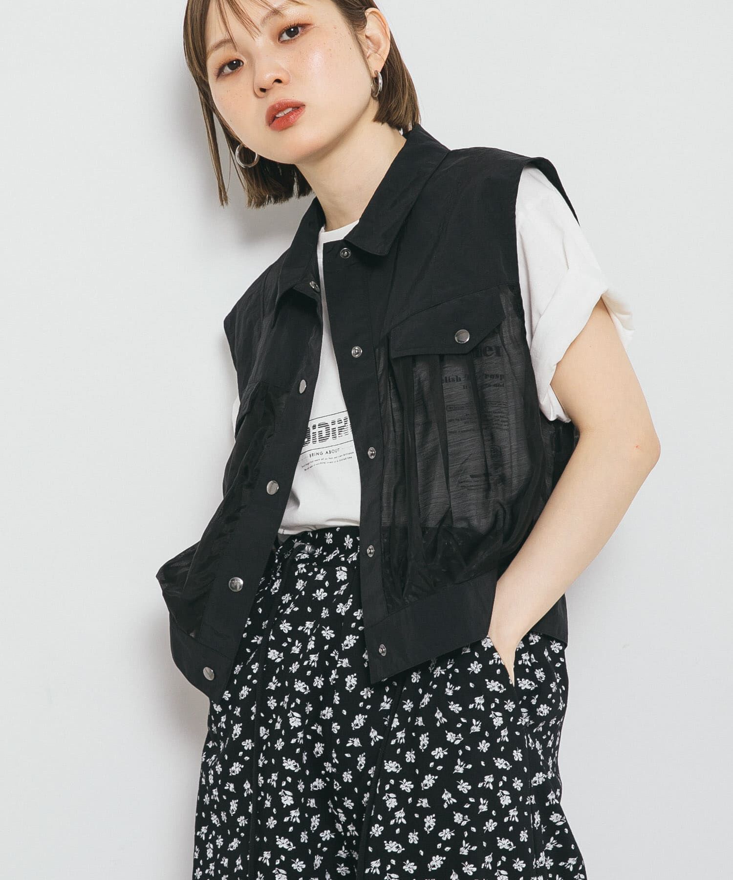  「シアードッキングベスト」|ノーカラーコート|