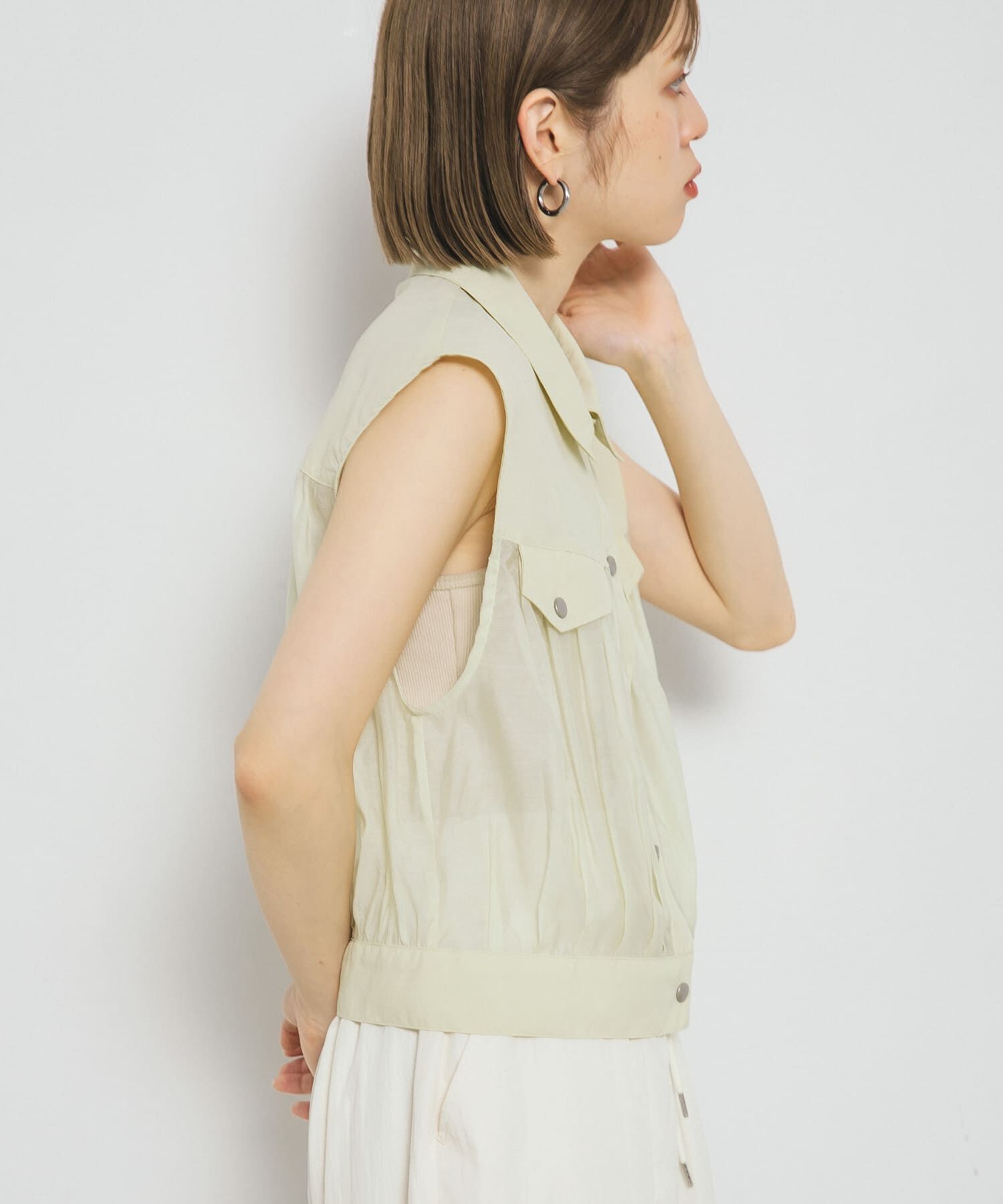  「シアードッキングベスト」|ノーカラーコート|