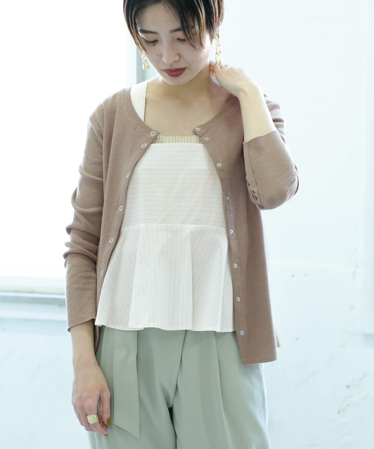  「ストライプアシンメトリーキャミソール&there4;」|キャミソール|オフホワイト