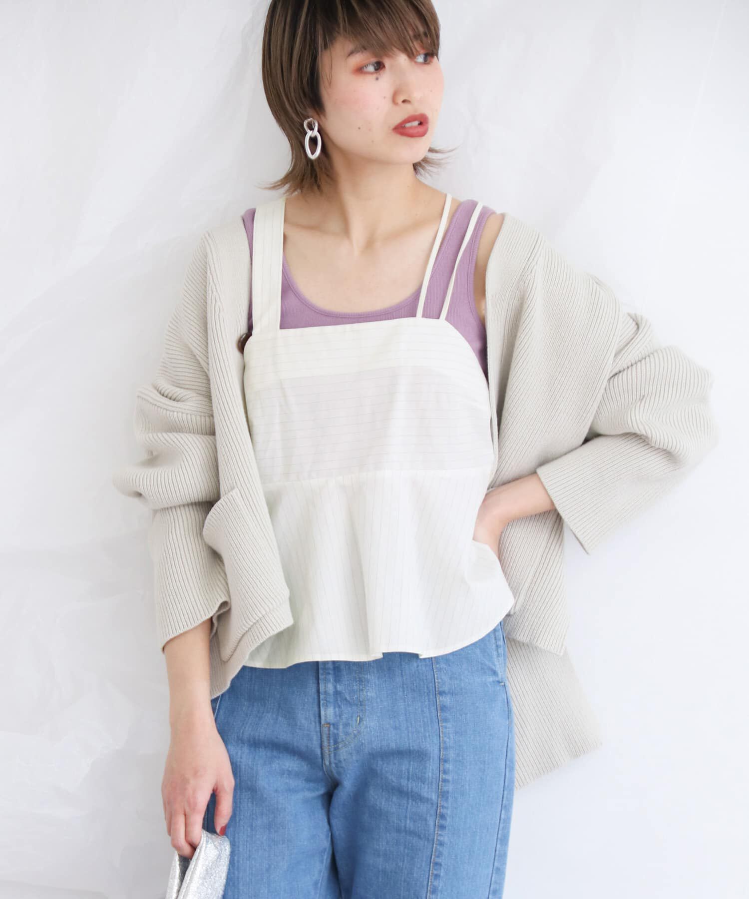  「ストライプアシンメトリーキャミソール&there4;」|キャミソール|