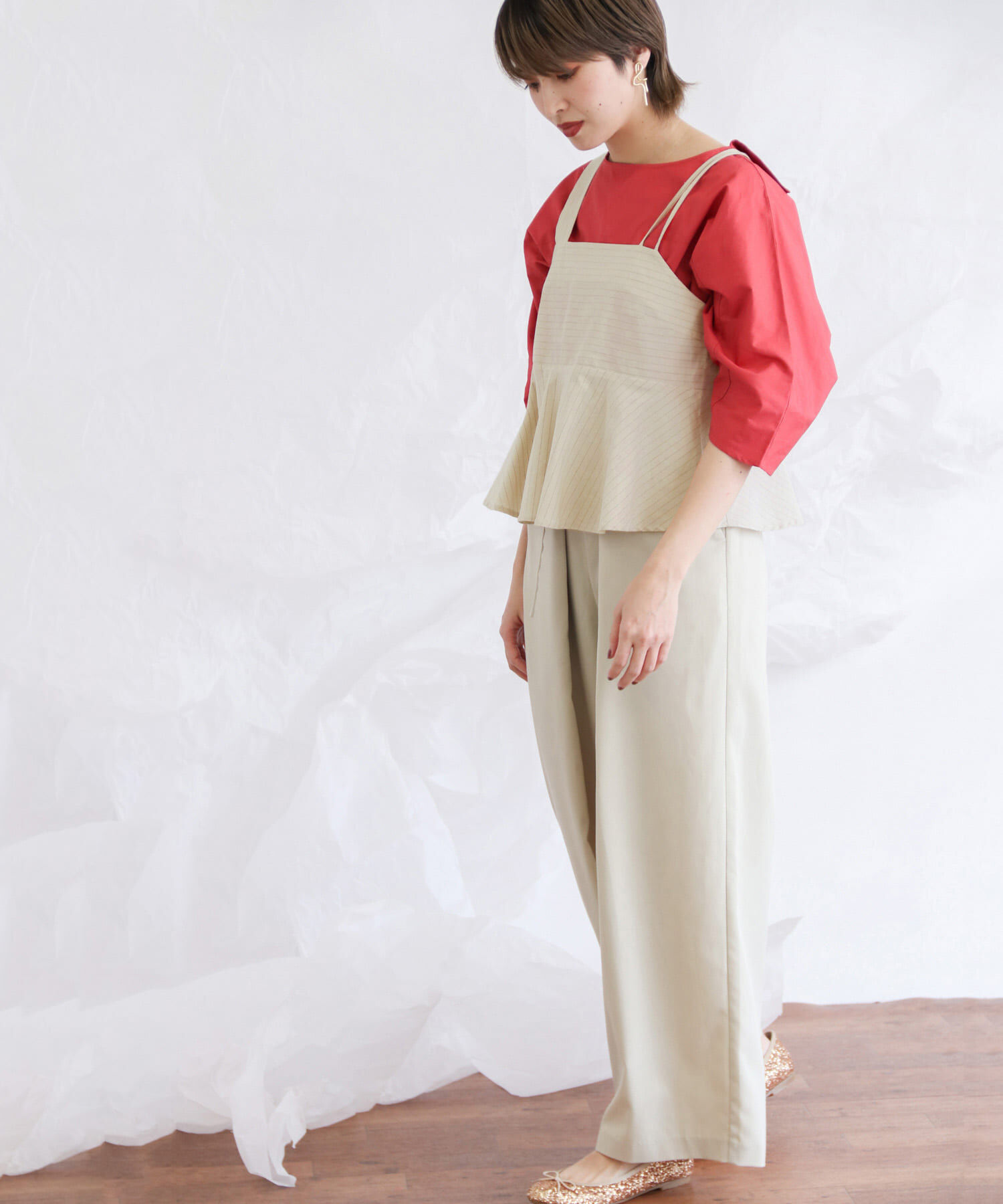  「ストライプアシンメトリーキャミソール&there4;」|キャミソール|